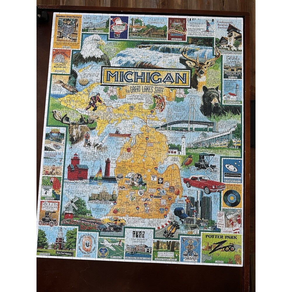 White Mountain 1000 Piece Puzzle Michigan The Great Lakes State Speed Puzzling - Picture 4 of 4